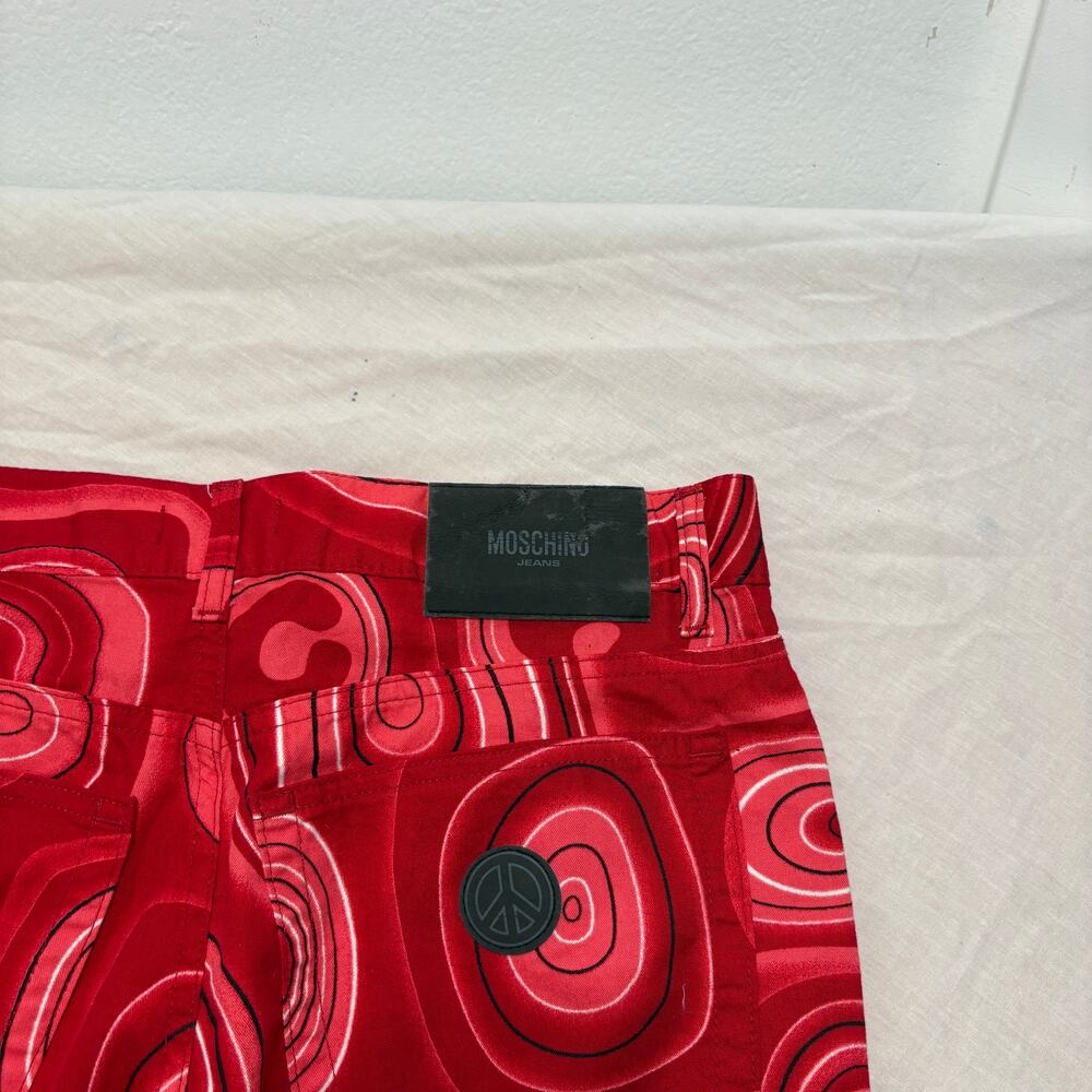 VTG 90's Red Moschino Peace Sign Jeans Grail SZ 32" - Picture 7 of 7